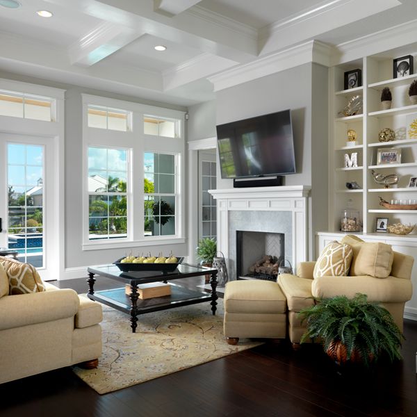 Living Room At Key West Two Story By Custom Home Builder Camlin Custom Homes