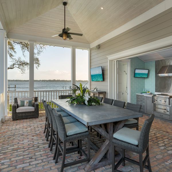 Poolhouse Kitchen At Riverfront Low Country By Custom Home Builder Camlin Custom Homes